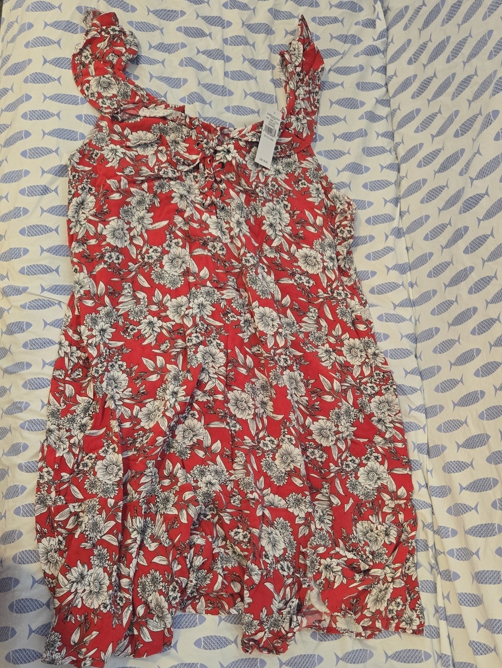 American Eagle Outfitters Red Floral Midi Dress